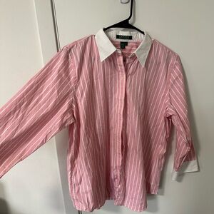 Ralph Lauren Pink and White Striped Women’s Shirt